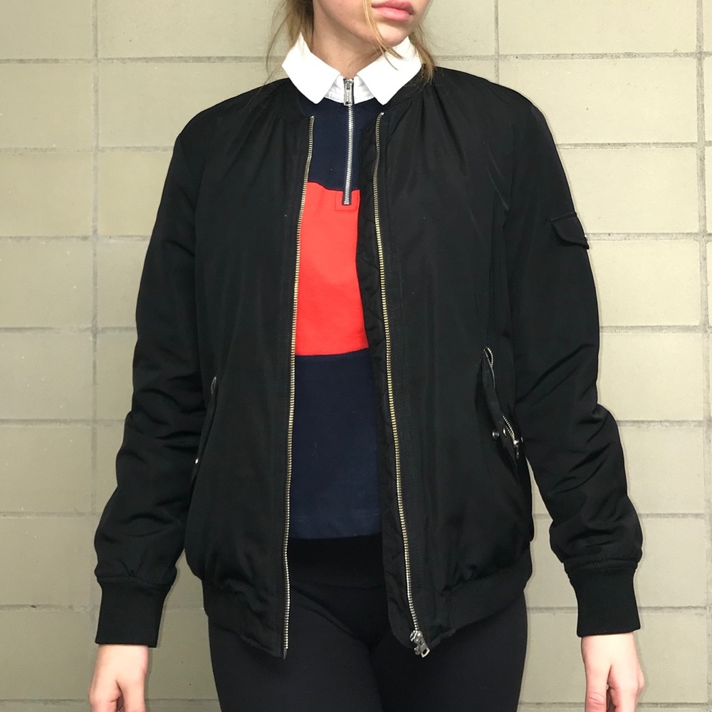 Zara Trafaluc Black Bomber Jacket